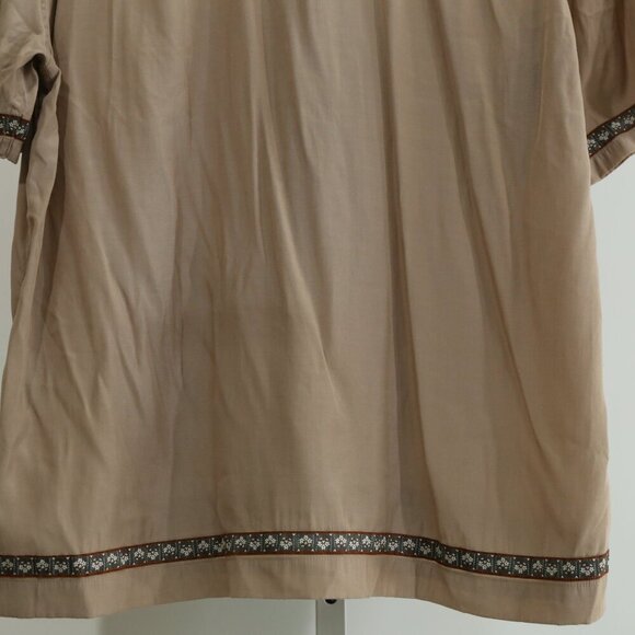 Abercrombie & Fitch Men’s Short Sleeve Button Shirt L Taupe Brown Retro Trim - Picture 8 of 8